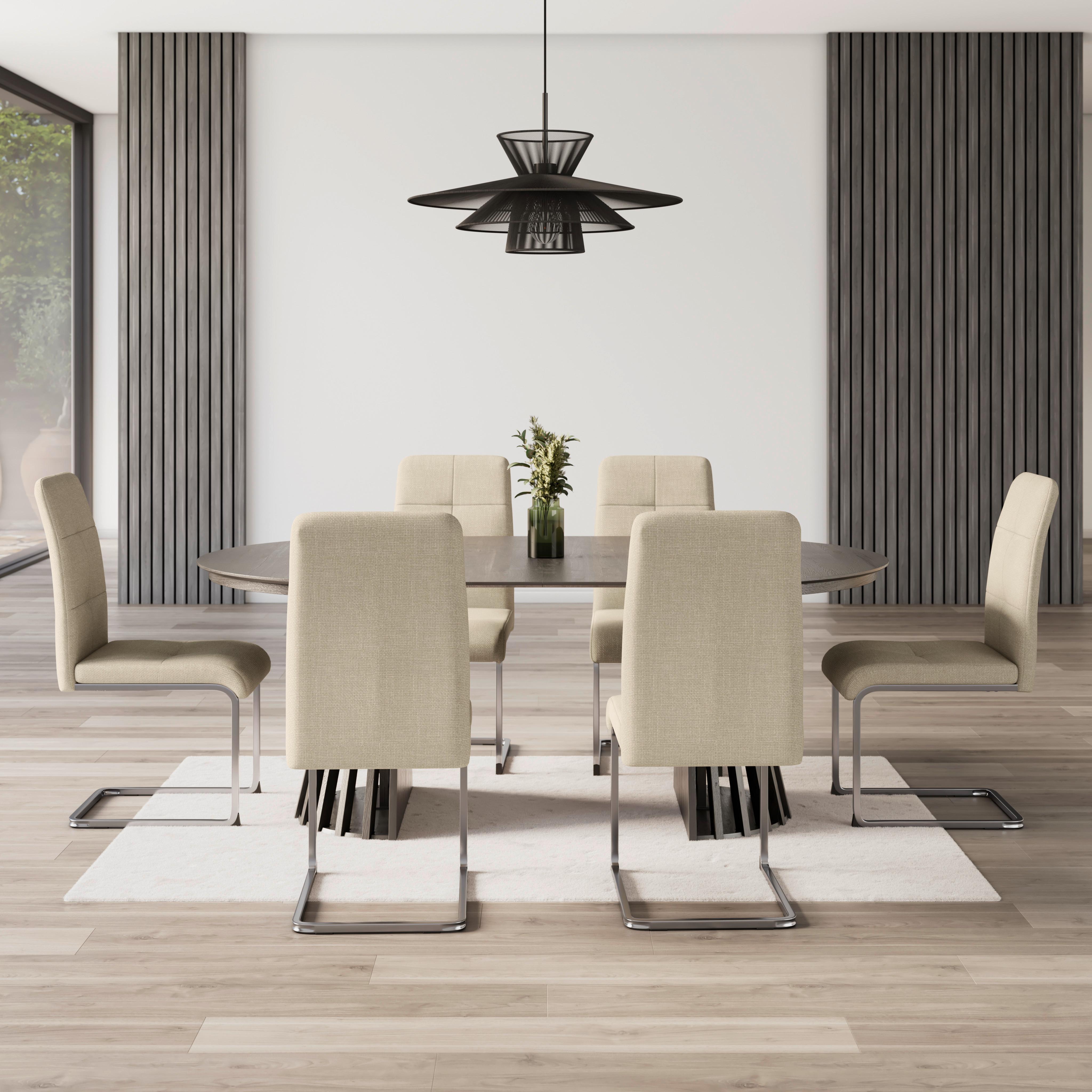 STOLIČKA S PRUŽNÝM PODNOŽÍM LUCIE - krémová/niklová, Modern, kov/textil (43/99/60cm) - Bessagi Home