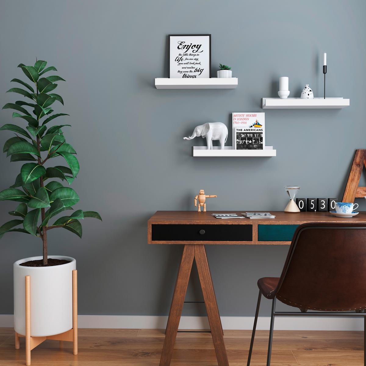 Hängeregal 3er Set B: 38 cm, Weiß - Weiß, Basics, Holzwerkstoff (38/5/10cm) - Boxxx