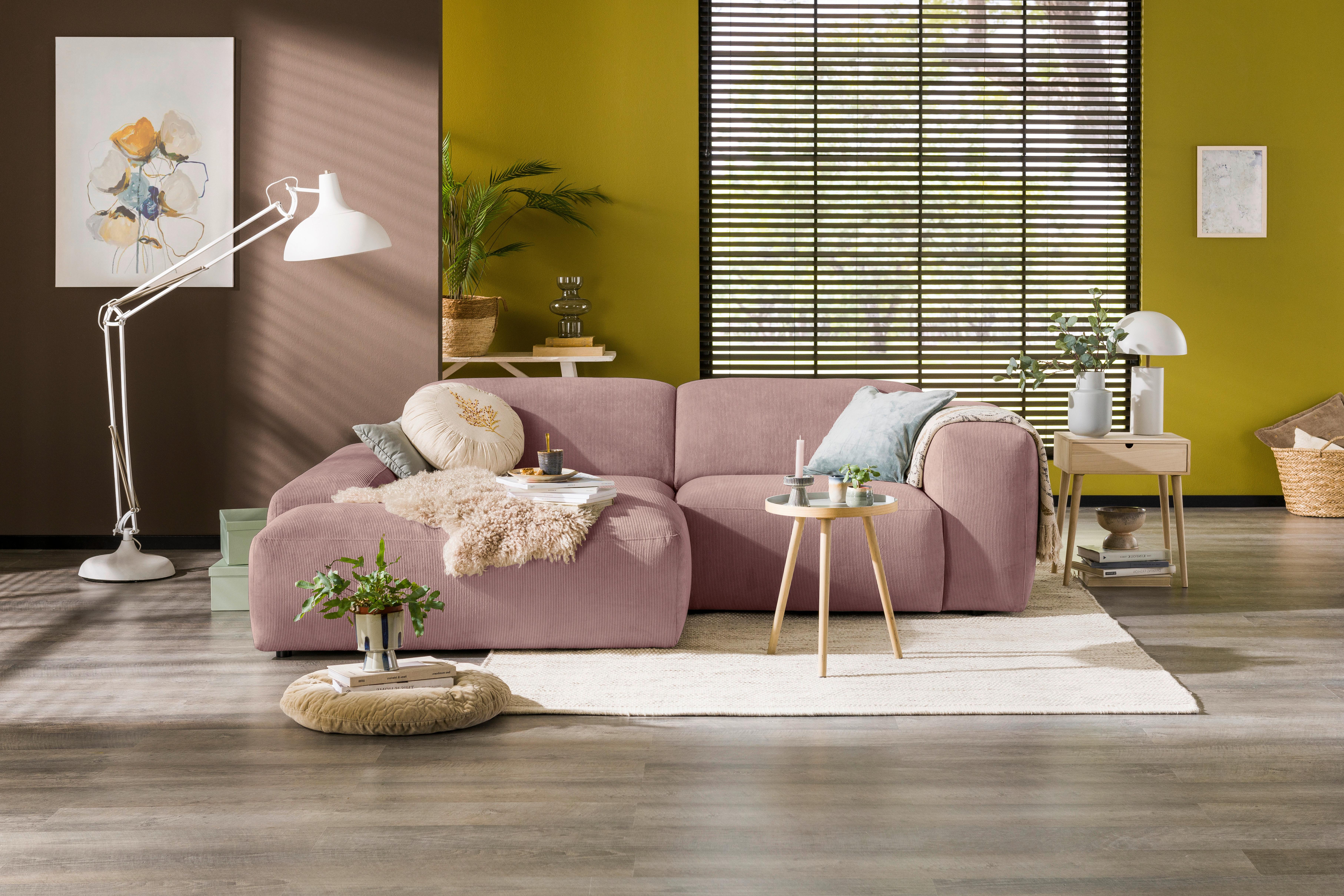 Ecksofa Hannah Rosa 170x252 Cm - Schwarz/Rosa, Design, Textil (170/252cm) - MID.YOU