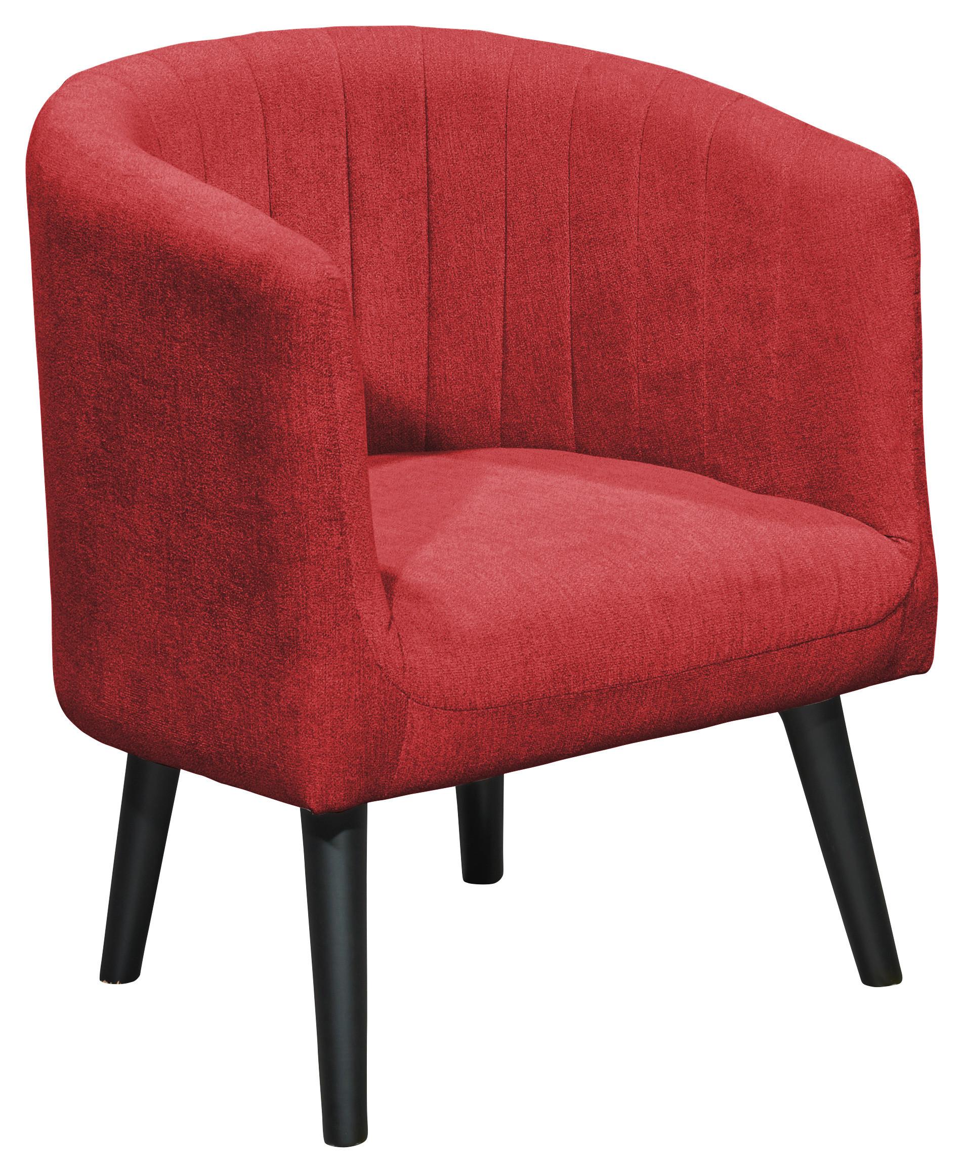 Polstersessel mit Armlehnen Paul Velours Rot - Rot/Schwarz, Basics, Textil (61/82/58cm) - Livetastic