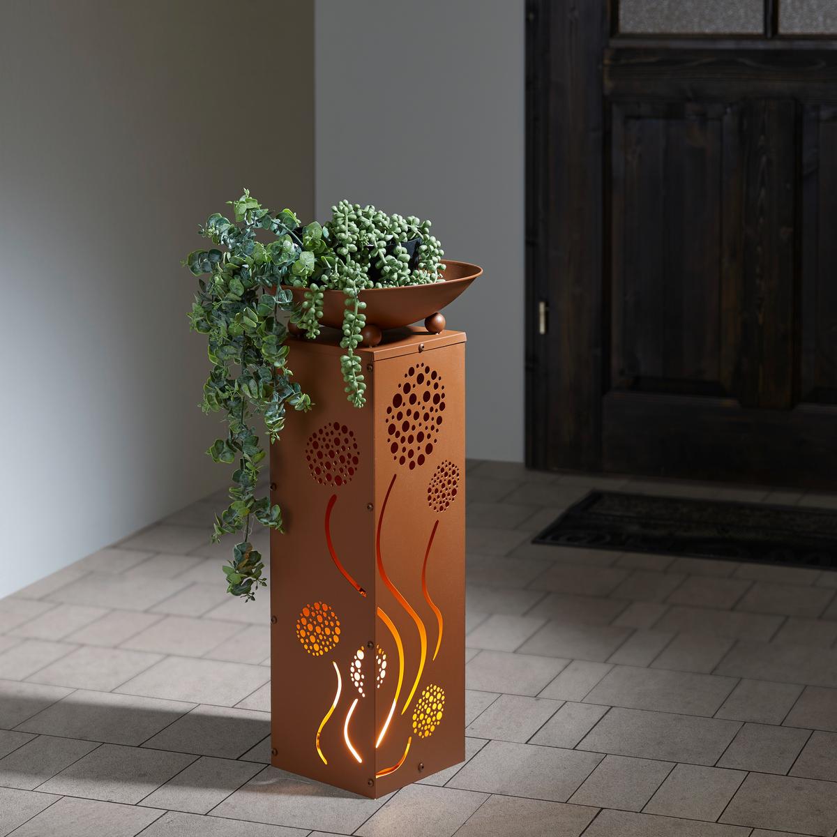 Led Dekosäule mit Schale Pusteblume H: 59 cm - Rostfarben, Basics, Metall (28/28/59cm)