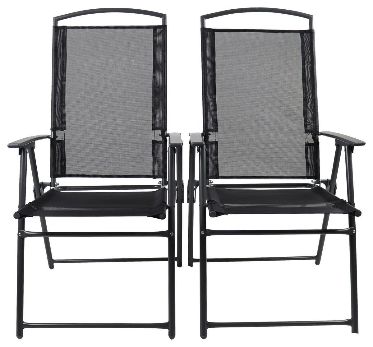 Gartenstuhl-set Klappbar Metall, Textil - Anthrazit, Basics, Textil/Metall - Gardenson
