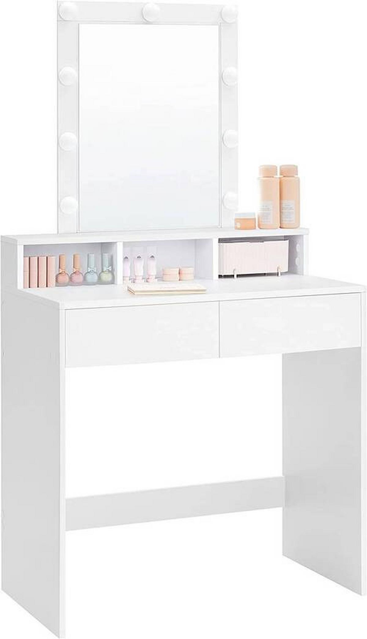 Schminktisch B: 80 cm Weiß - Weiß, Trend, Glas/Holzwerkstoff (80/40/145cm) - Boxxx