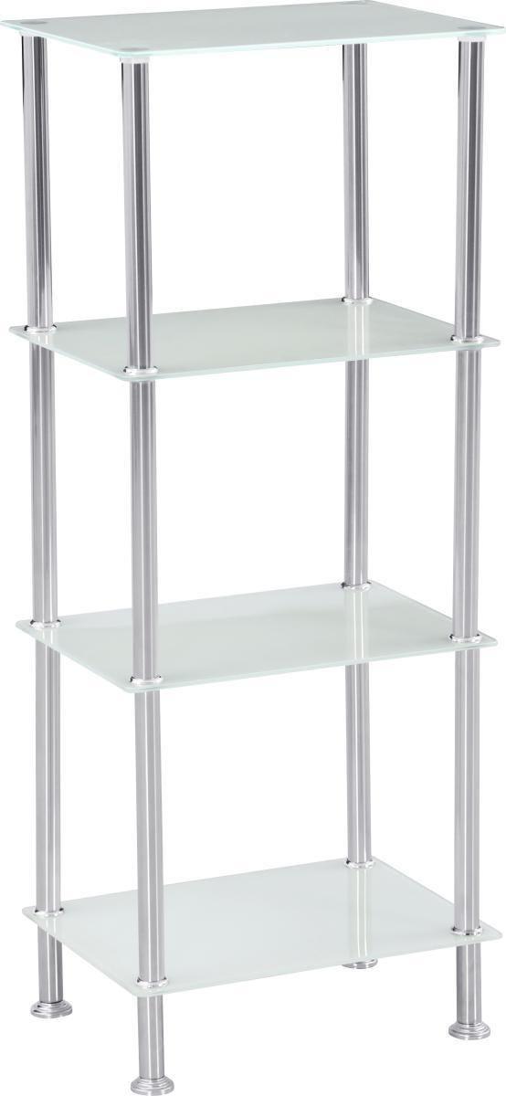 Regal Mit Glasfächern Glare B 40cm, Edelstahl/weiß - Edelstahlfarben/Weiß, MODERN, Glas/Metall (40/99cm) - Luca Bessoni