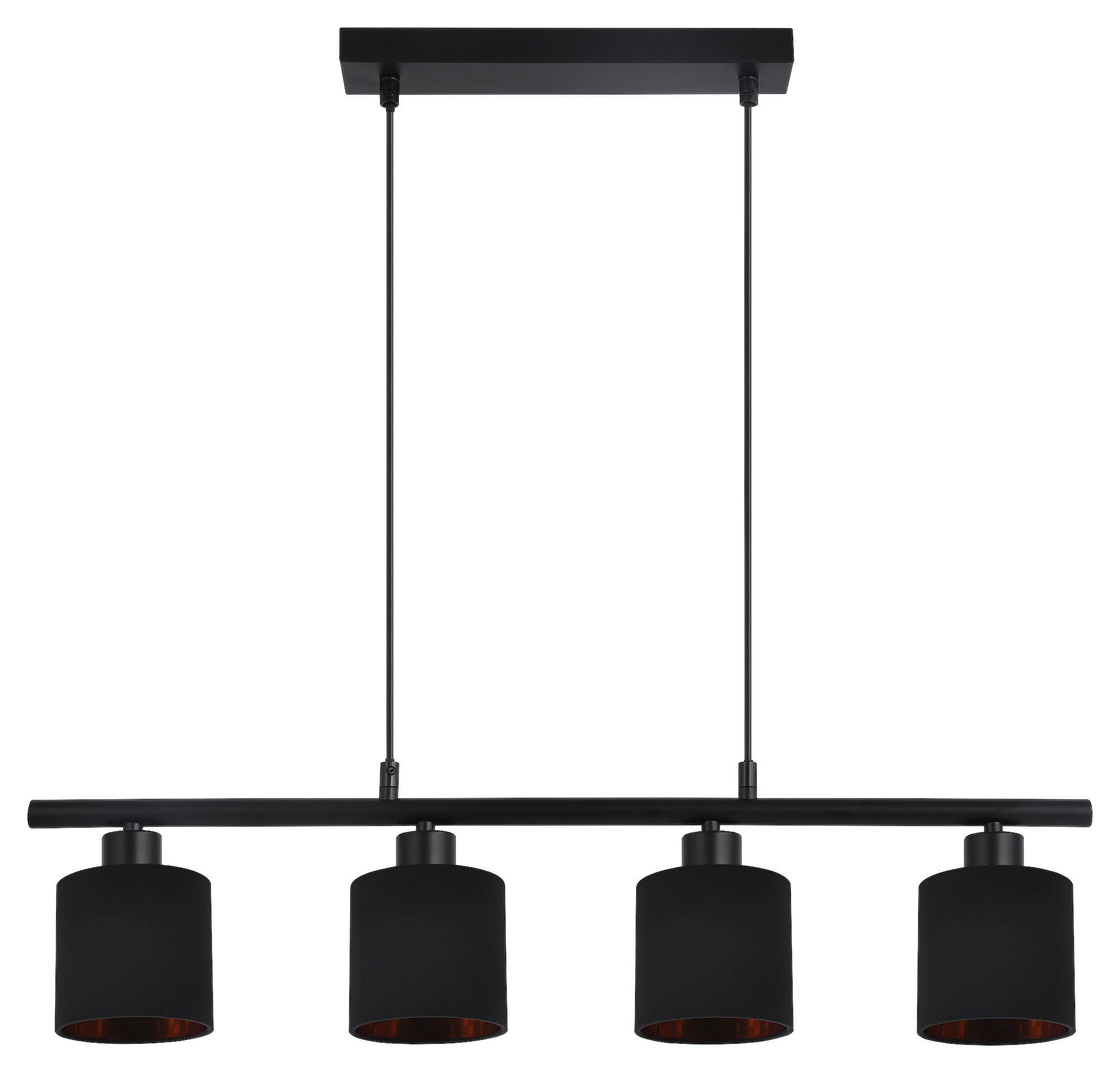 Závesné svietidlo Goldi, E14 LED max. 15W - čierna/zlatá, Modern, kov/textil (70/10/120cm) - Mömax