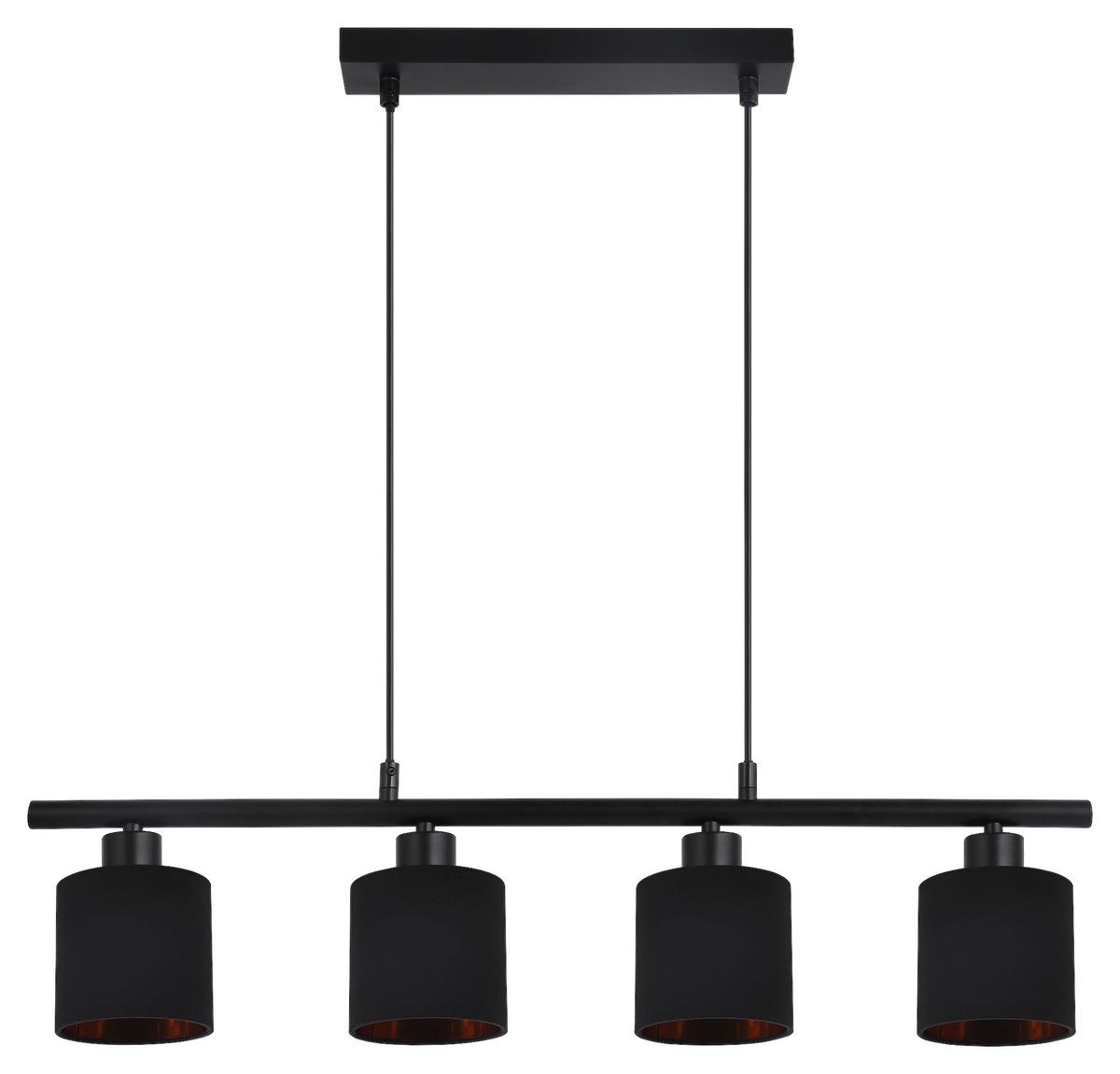 Závesné svietidlo Goldi, E14 LED max. 15W - čierna/zlatá, Modern, kov/textil (70/10/120cm) - Mömax