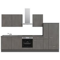 Kuchynská linka 330 cm, bridlicový šedý beton - farba ušľachtilej ocele/bridlicová, Modern, kov/kompozitné drevo (330cm) - Nobilia