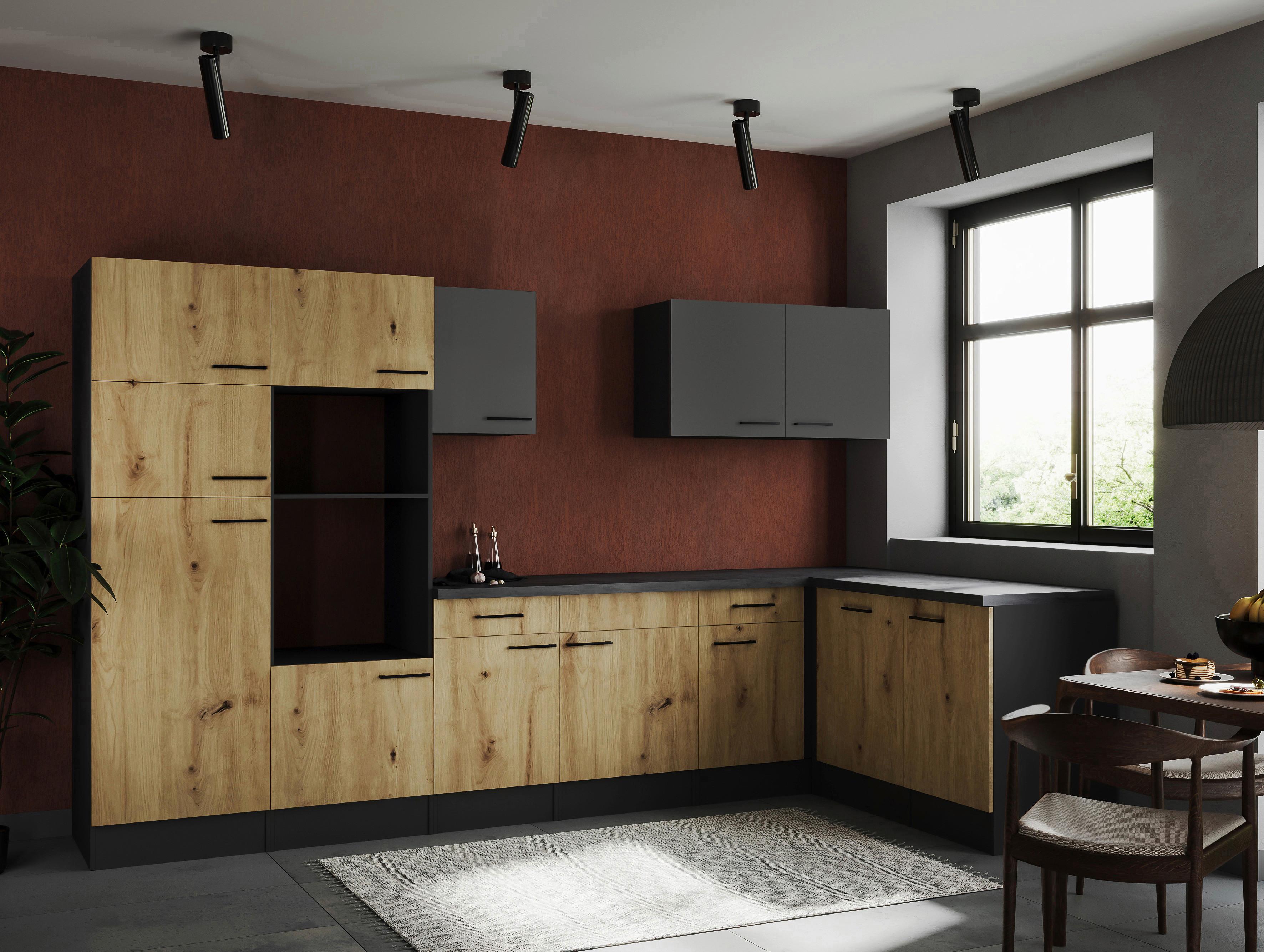 Eckküche Oliver Grau/artisan Dekor S:340x172cm - Eiche Artisan/Grau, Design, Holzwerkstoff (340/172cm) - Respekta