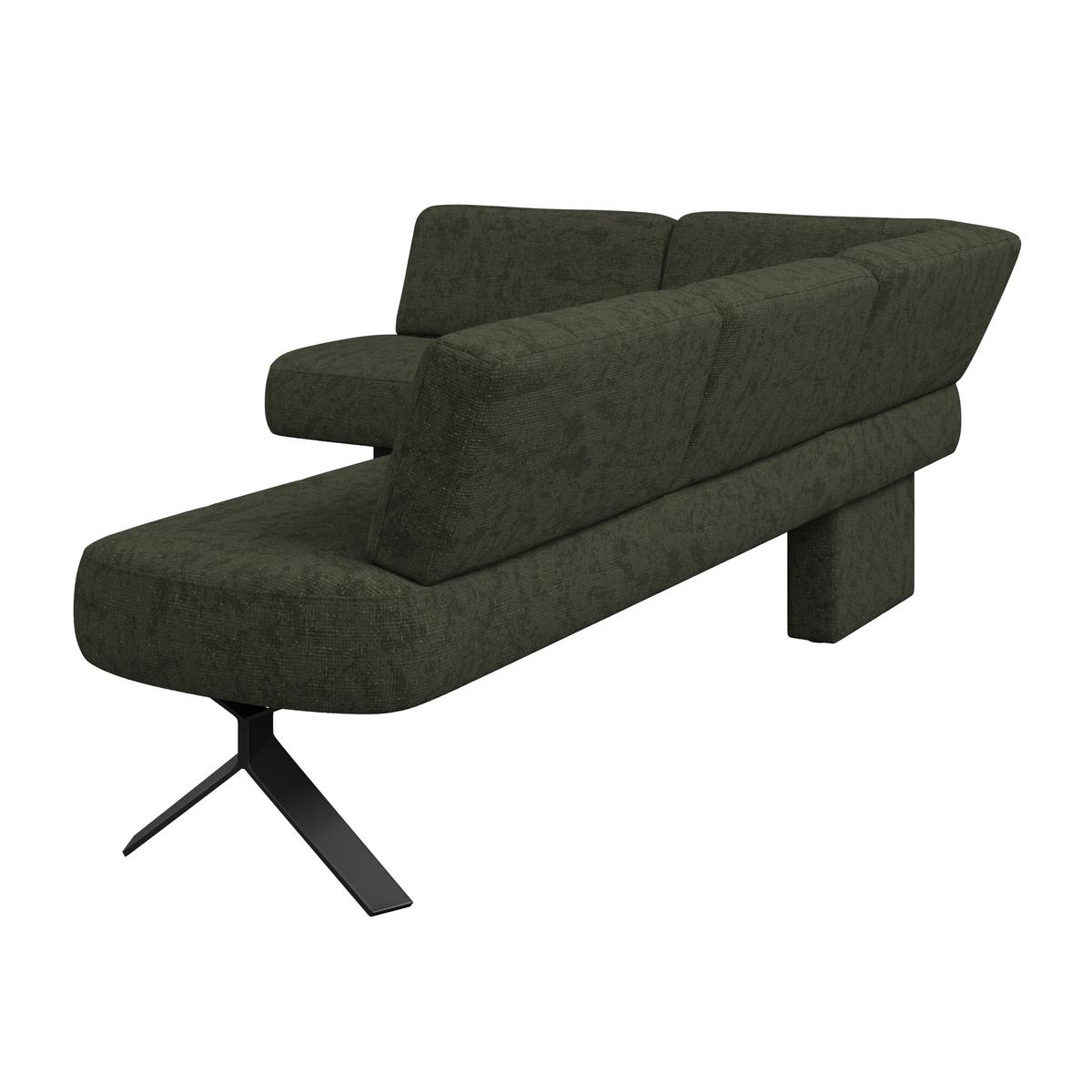 Eckbank grün mit Metallbeinen Ulmo 176x248 cm - Schwarz/Grün, MODERN, Textil/Metall (176/248cm)
