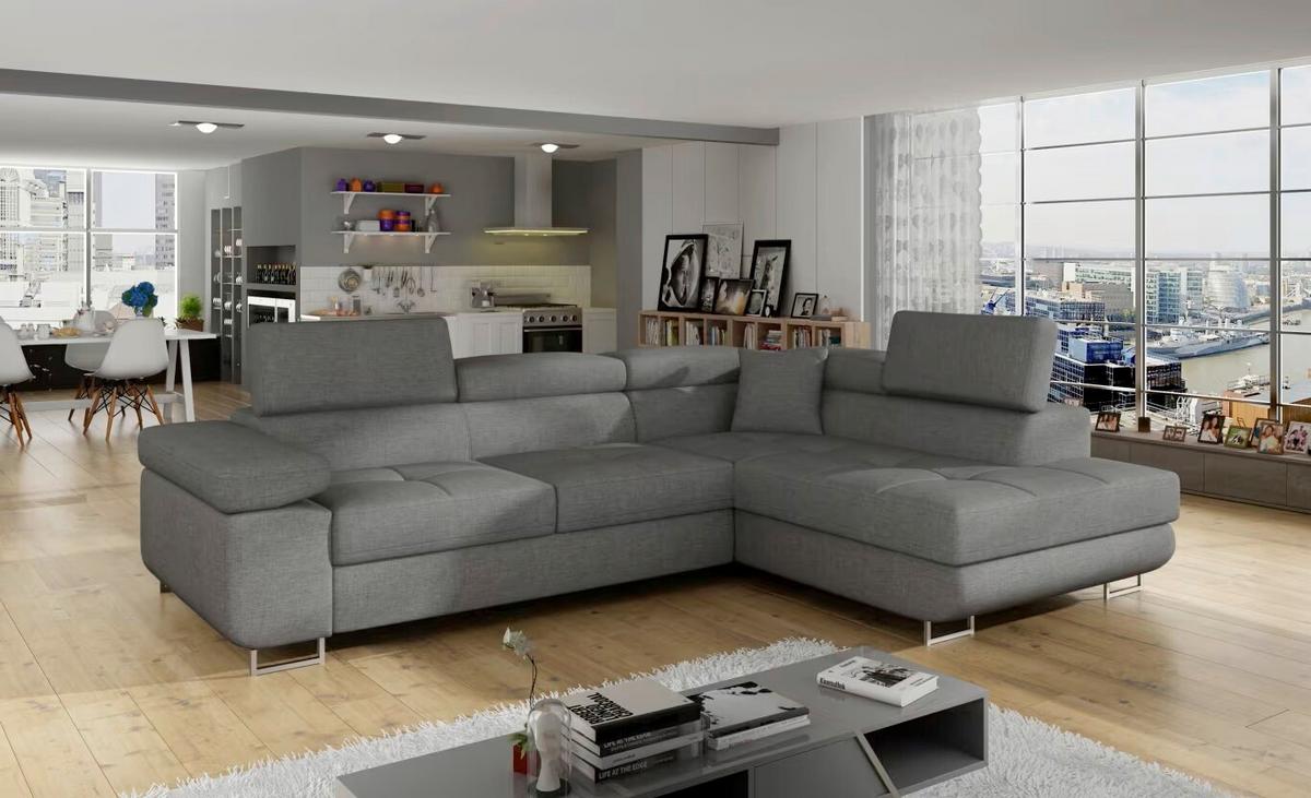 Ecksofa Anton Grau S: 272x203 Cm - Chromfarben/Grau, Design, Textil (272/203cm) - MID.YOU