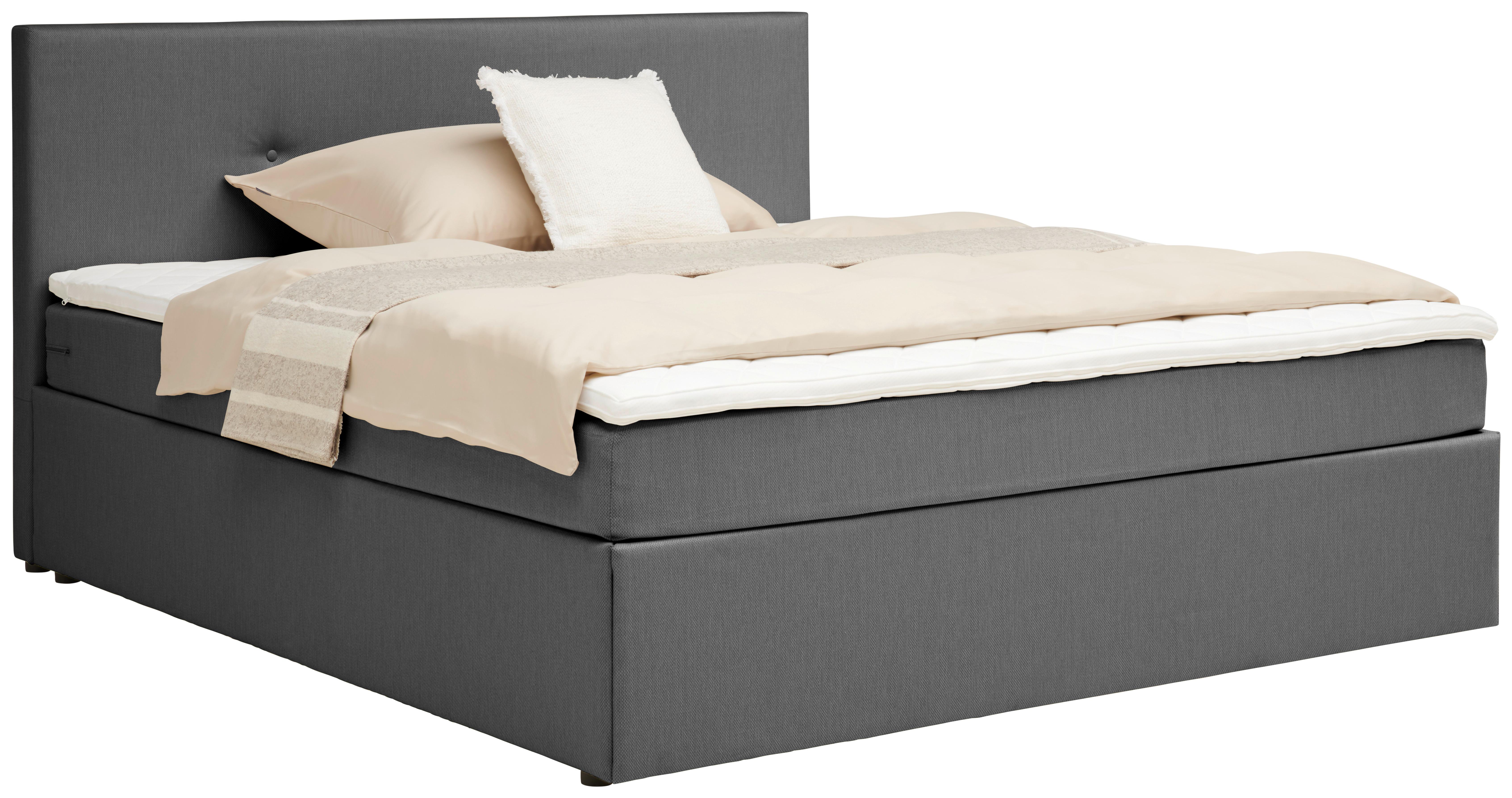 Boxbett Mit Topper 180x200 Antonio - Schwarz/Grau, KONVENTIONELL, Holz/Holzwerkstoff (180/200cm) - P & B
