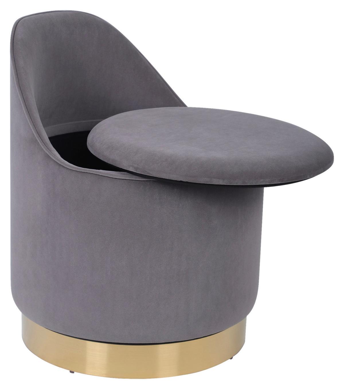 Drehhocker Viktor 125 Grau D: 52 Cm - Goldfarben/Grau, Design, Textil/Metall (52/68cm) - Kayoom