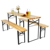 Bierzeltgarnitur 3tlg. - Fichtefarben, Basics, Holz/Metall (167/46/75cm)