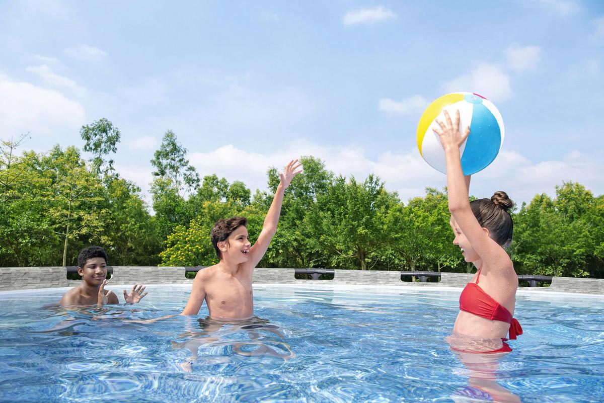 Bestway Stahlwandpool Rund Steven Mit Pumpe ⌀ 549 Cm - Blau/Grau, Basics, Kunststoff/Metall (549/122cm) - Bestway