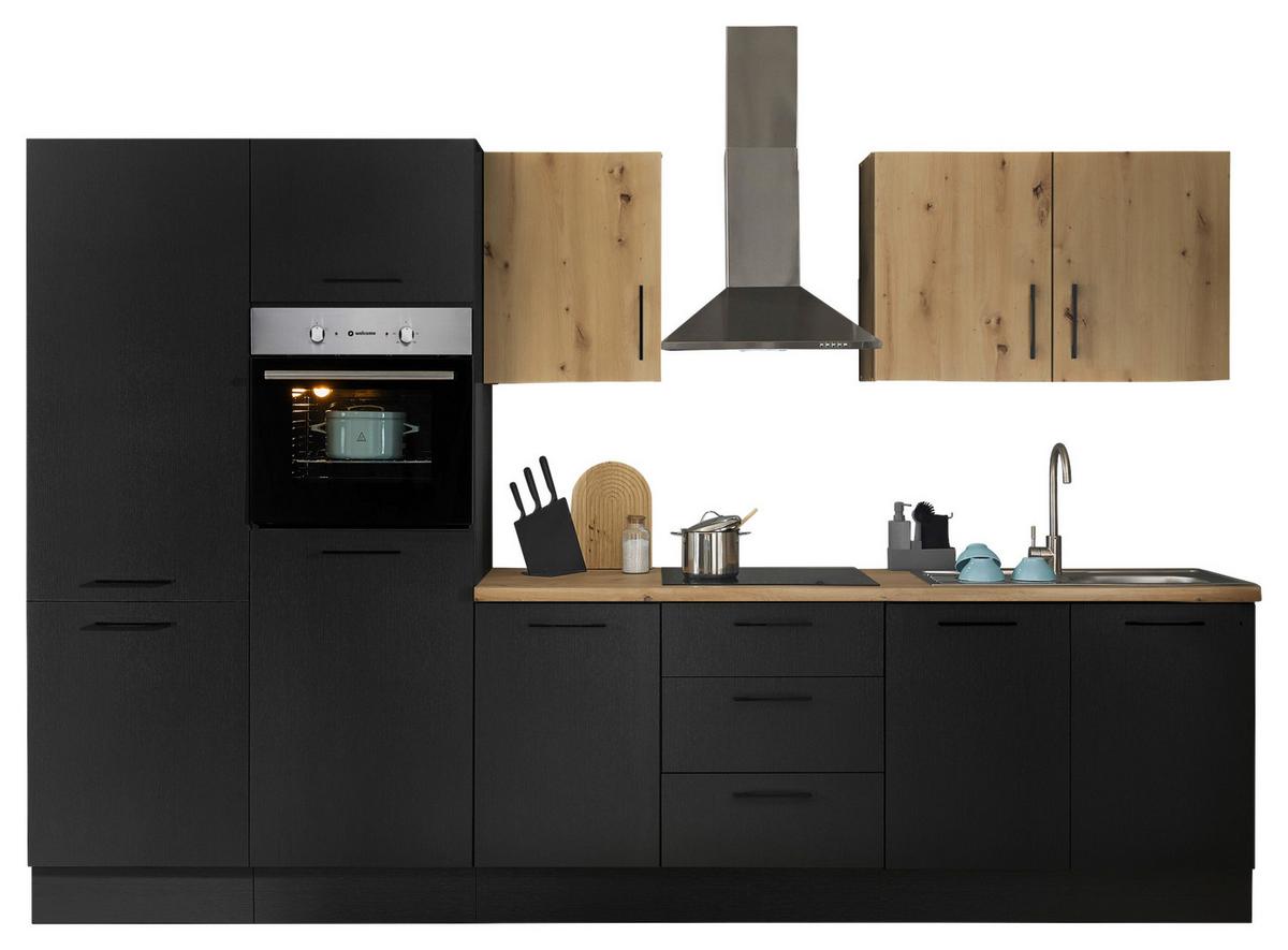 Küchenblock Turin Schwarz/eiche Dekor B: 330 Cm - Schwarz/Eiche Artisan, Basics, Holzwerkstoff (330cm) - MID.YOU