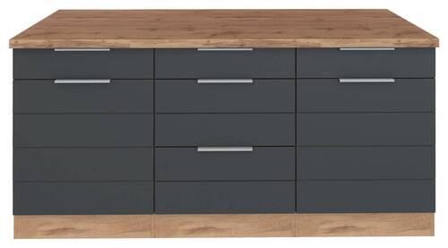 Küchenunterschrank in Grau mit 2 Drehtüren und 5 Schubladen