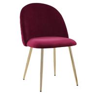 Polsterstuhl Artdeco Bordeaux, Beine Gold - Bordeaux/Goldfarben, MODERN, Textil/Metall (51/79/58cm) - MID.YOU