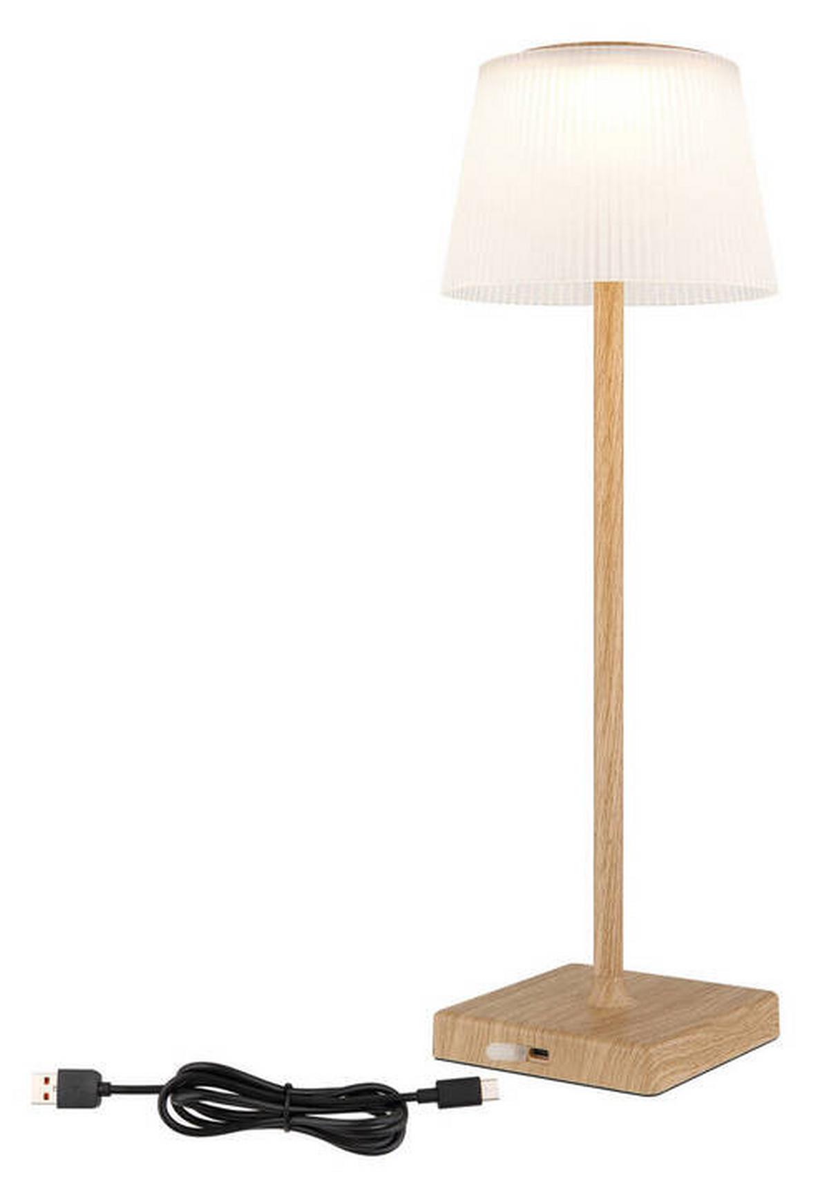 Akku-Tischleuchte 58434K - Braun, Natur, Kunststoff/Metall (13/38cm) - Globo