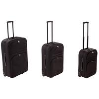 Reisekoffer Set 3-tlg. Paris 2 Rollen - Schwarz, Kunststoff/Textil - Luca Bessoni