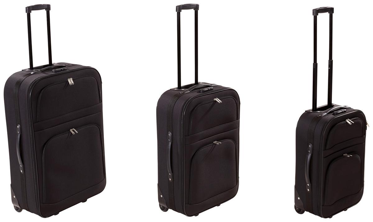 Reisekoffer Set 3-tlg. Paris 2 Rollen - Schwarz, Kunststoff/Textil - Luca Bessoni