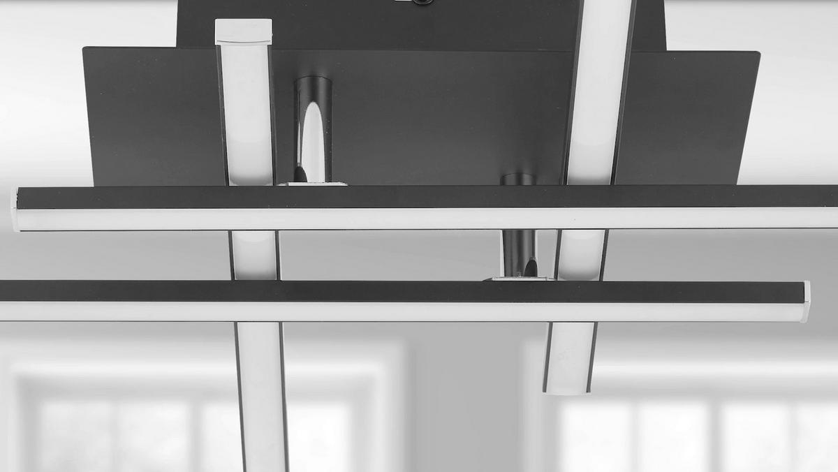 LED-Deckenleuchte 694-4bk - Chromfarben/Schwarz, Design, Kunststoff/Metall (45,5/45,5/8,5cm)