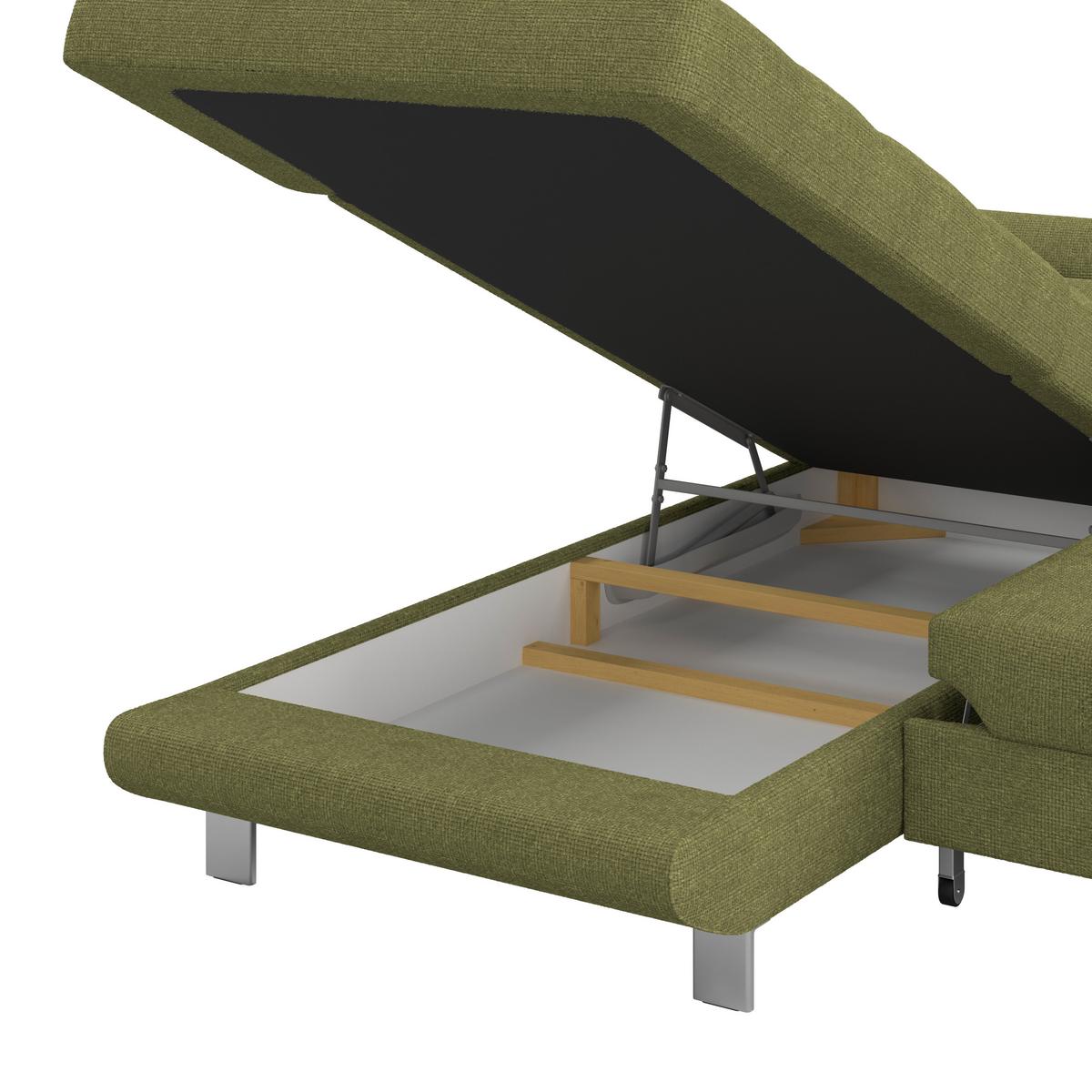 Ecksofa Mit Schlaffunktion & Bettkasten Savona Khaki - Khaki, MODERN, Textil (230/270cm) - Ondega