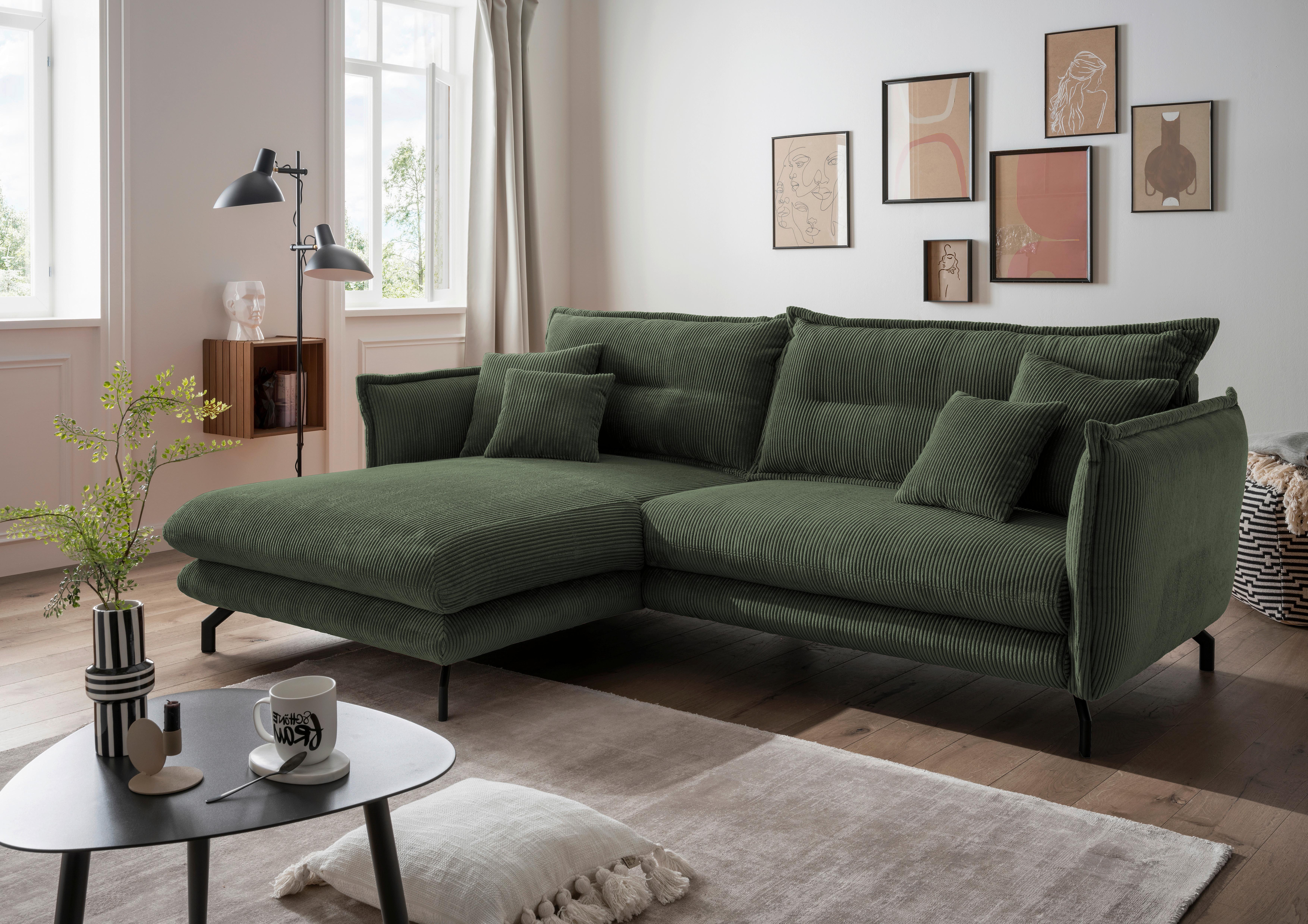 Ecksofa Lava Grün S: 180/255 Cm - Schwarz/Grün, MODERN, Textil (180/255cm) - Livetastic