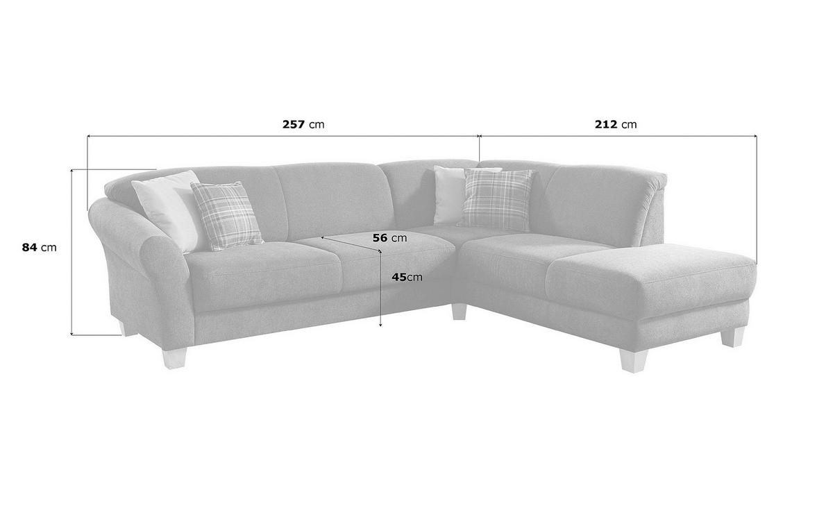 Ecksofa Gotland dunkelbraun 257x212 cm - Dunkelbraun/Naturfarben, KONVENTIONELL, Textil (257/212cm) - Sit & More