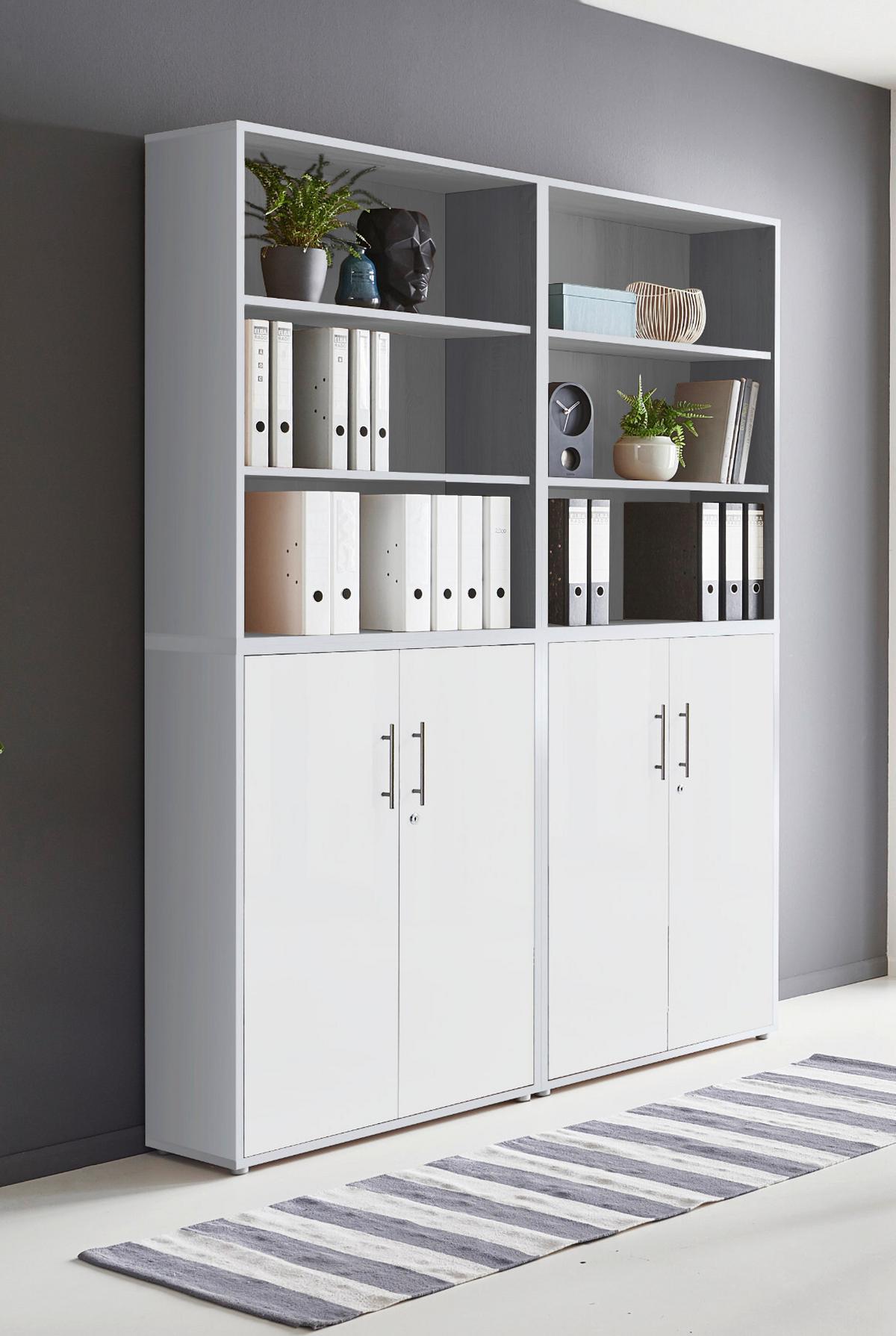 Büro Office Edition Weiß, Grau - Weiß/Grau, MODERN, Holzwerkstoff/Metall - MID.YOU