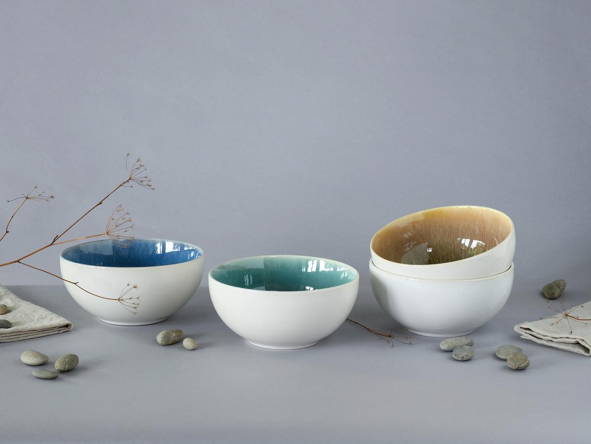 SCHÜSSELSET 24964 CALDERA MIX, BUDDHA BOWL - Türkis/Bernsteinfarben, Basics, Keramik (17,5/8,5cm) - Creatable