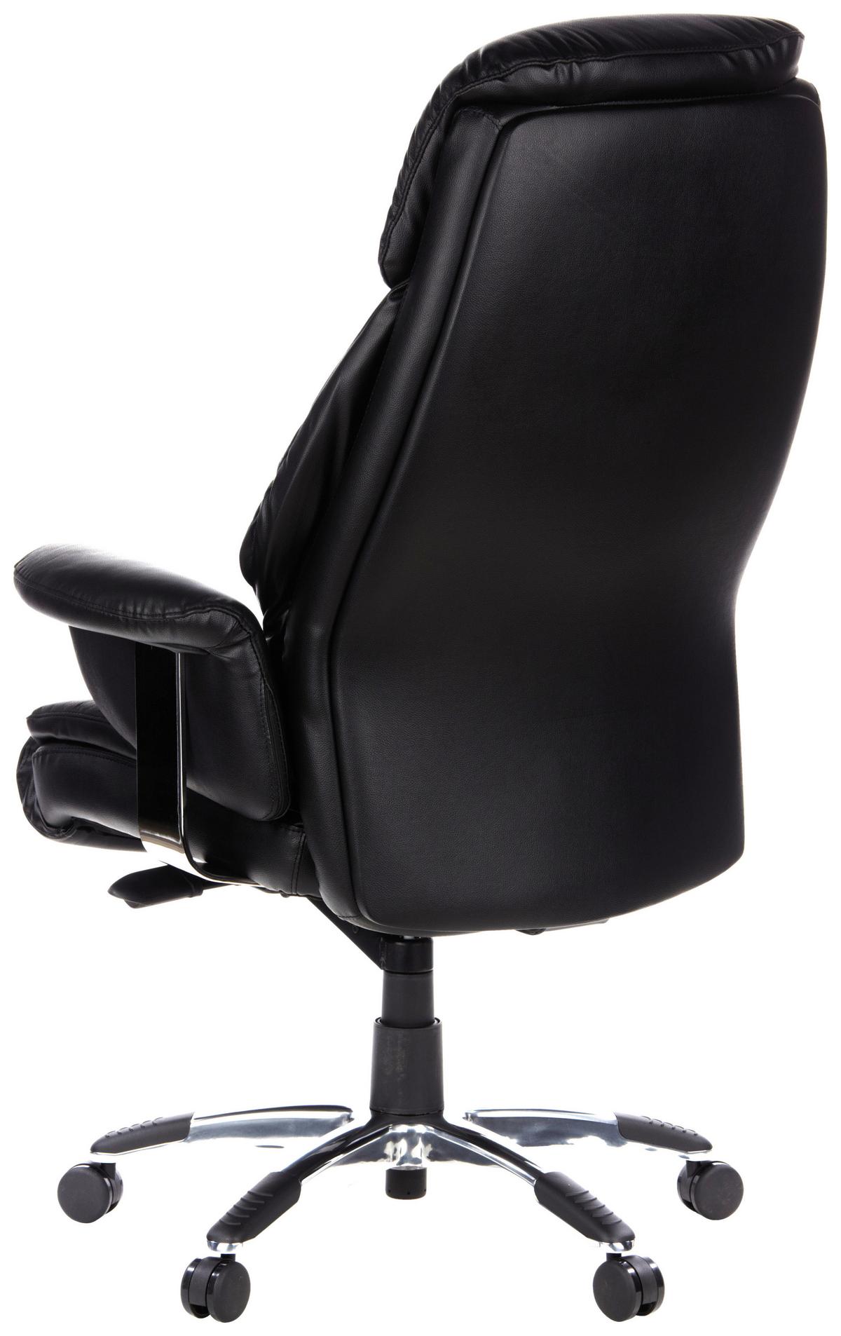Chefsessel Prado Schwarz Bis 130 Kg - Chromfarben/Schwarz, MODERN, Leder/Kunststoff (63/140/52cm) - MID.YOU