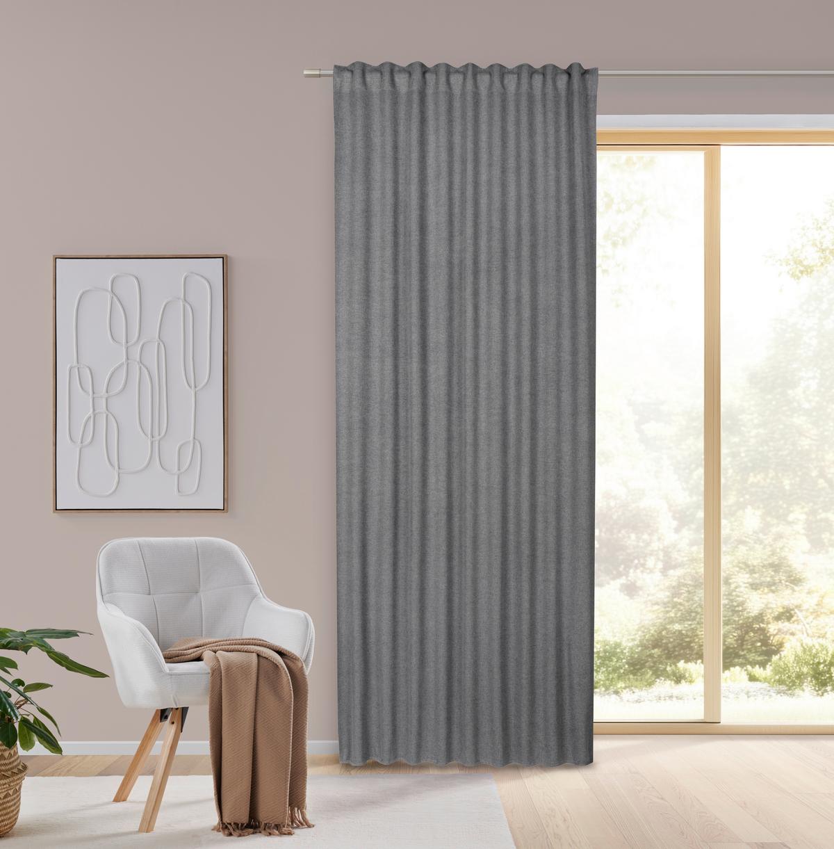 HOTOVÝ ZÁVES ULRICH -EXT- -TOP- - antracitová, textil (135/245cm) - Modern Living