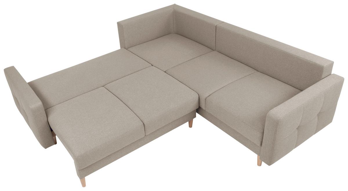Eckschlafsofa Noret Beige S: 242/242 cm - Beige/Eiche Wotan, KONVENTIONELL, Textil (242/242cm) - MID.YOU