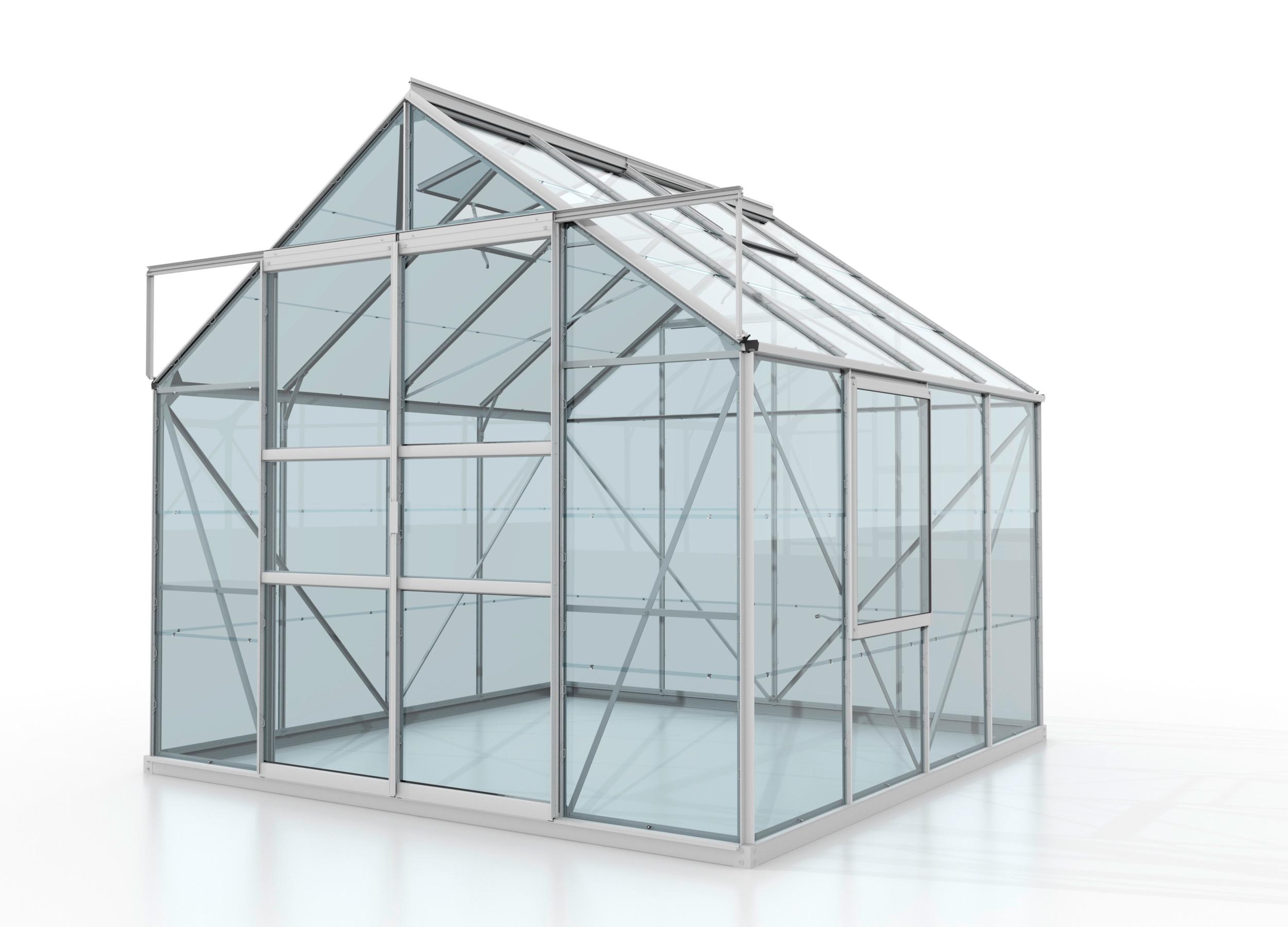 Klassisches Gewächshaus mit Giebeldach und Doppelschiebetür