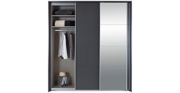 Schwebetürenschrank mit Spiegel B: 203 cm Miami, Grau Metallic - Grau, MODERN, Holzwerkstoff (203/229/62cm) - Luca Bessoni