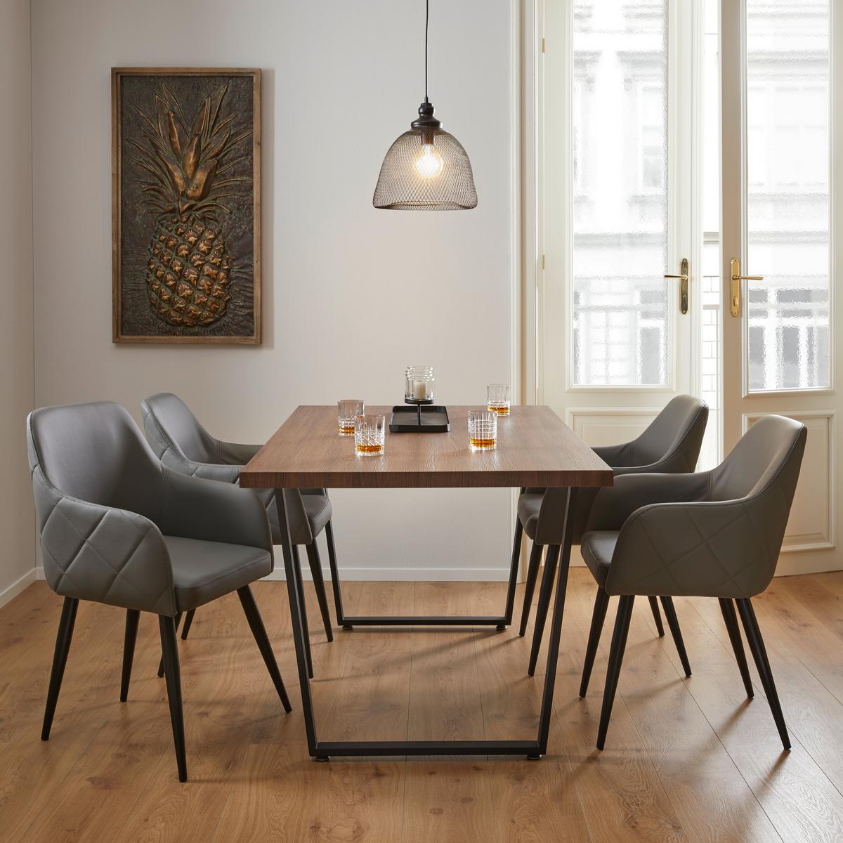 Stůl Dave  160x90cm - černá/barvy vlašských ořechů, Moderní, kov/dřevo (160/90/76cm) - Bessagi Home