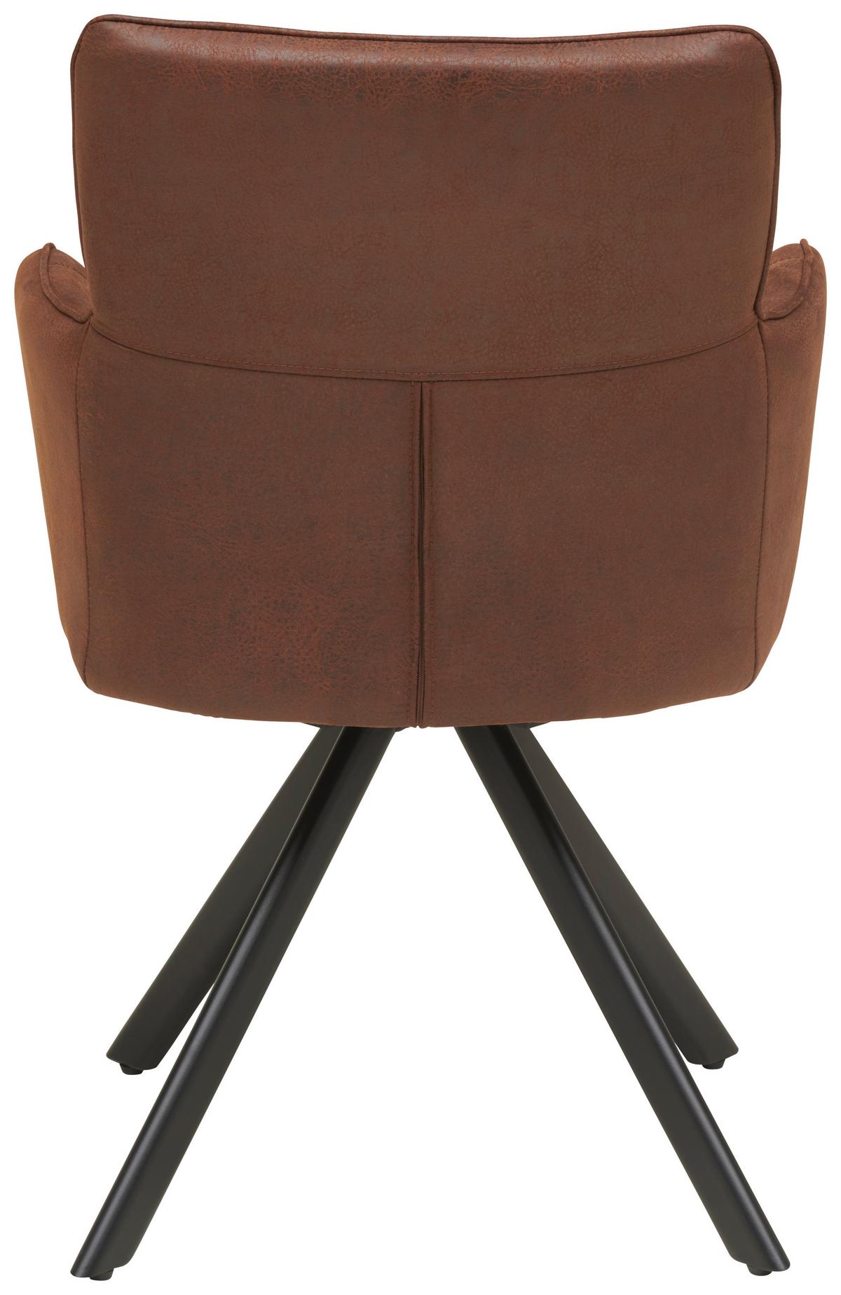 Armlehnstuhl Enna - Schwarz/Braun, KONVENTIONELL, Textil/Metall (59/84.5/62.5cm) - Livetastic