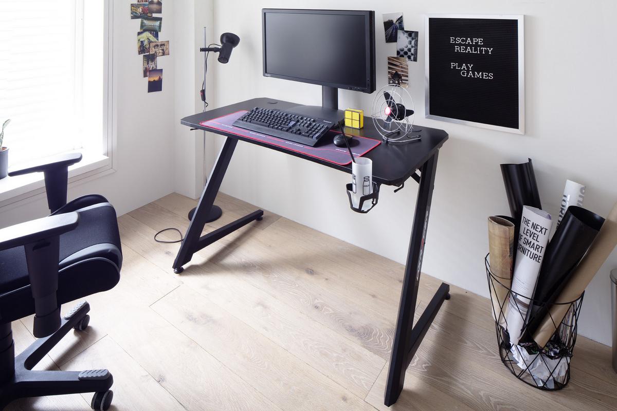 Herní stůl DX RACER - černá, Design, kov/kompozitní dřevo (111/75/60cm) - Dxracer