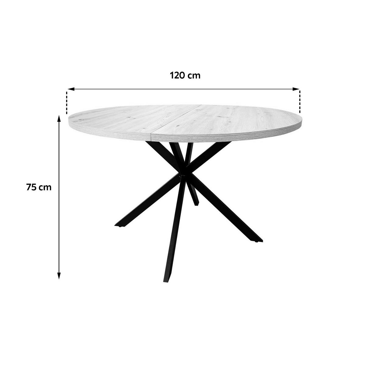 Esstisch Rund Monte 120x75 Cm Schwarz/eichefarben - Eichefarben/Schwarz, MODERN, Holzwerkstoff/Metall (120/120/75cm) - MID.YOU