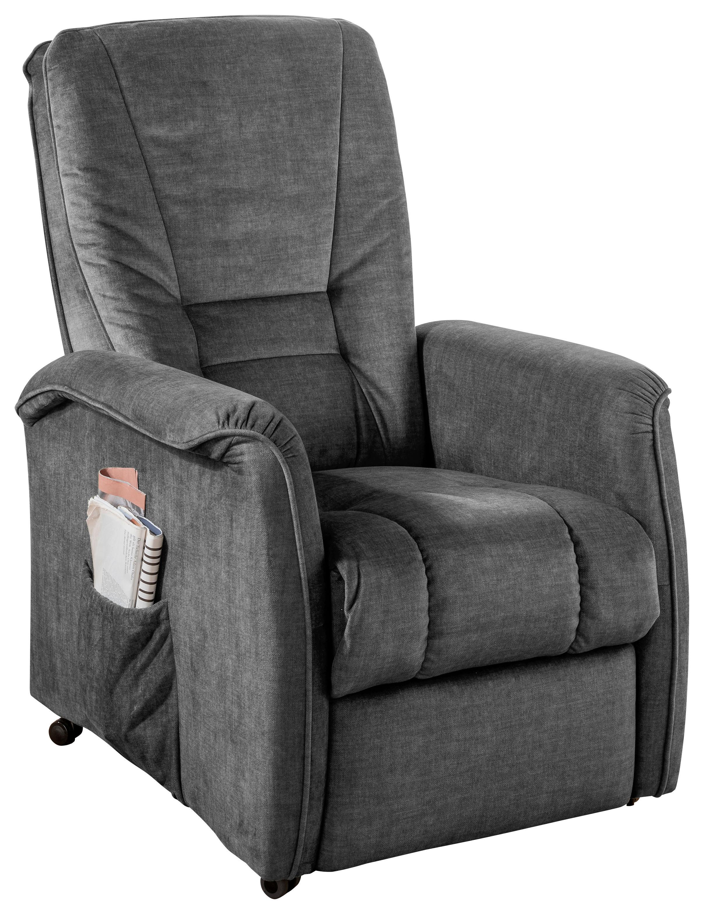 Fernsehsessel Harry Dunkelgrau B: 77 cm - Dunkelgrau/Schwarz, Design, Textil (77/107/88cm) - Livetastic