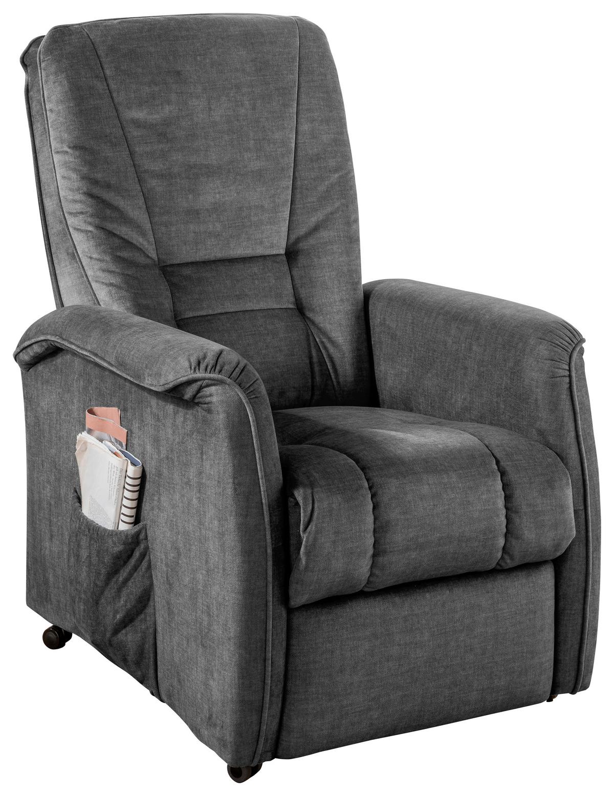 Fernsehsessel Harry Dunkelgrau B: 77 Cm - Dunkelgrau/Schwarz, Design, Textil (77/107/88cm) - Livetastic