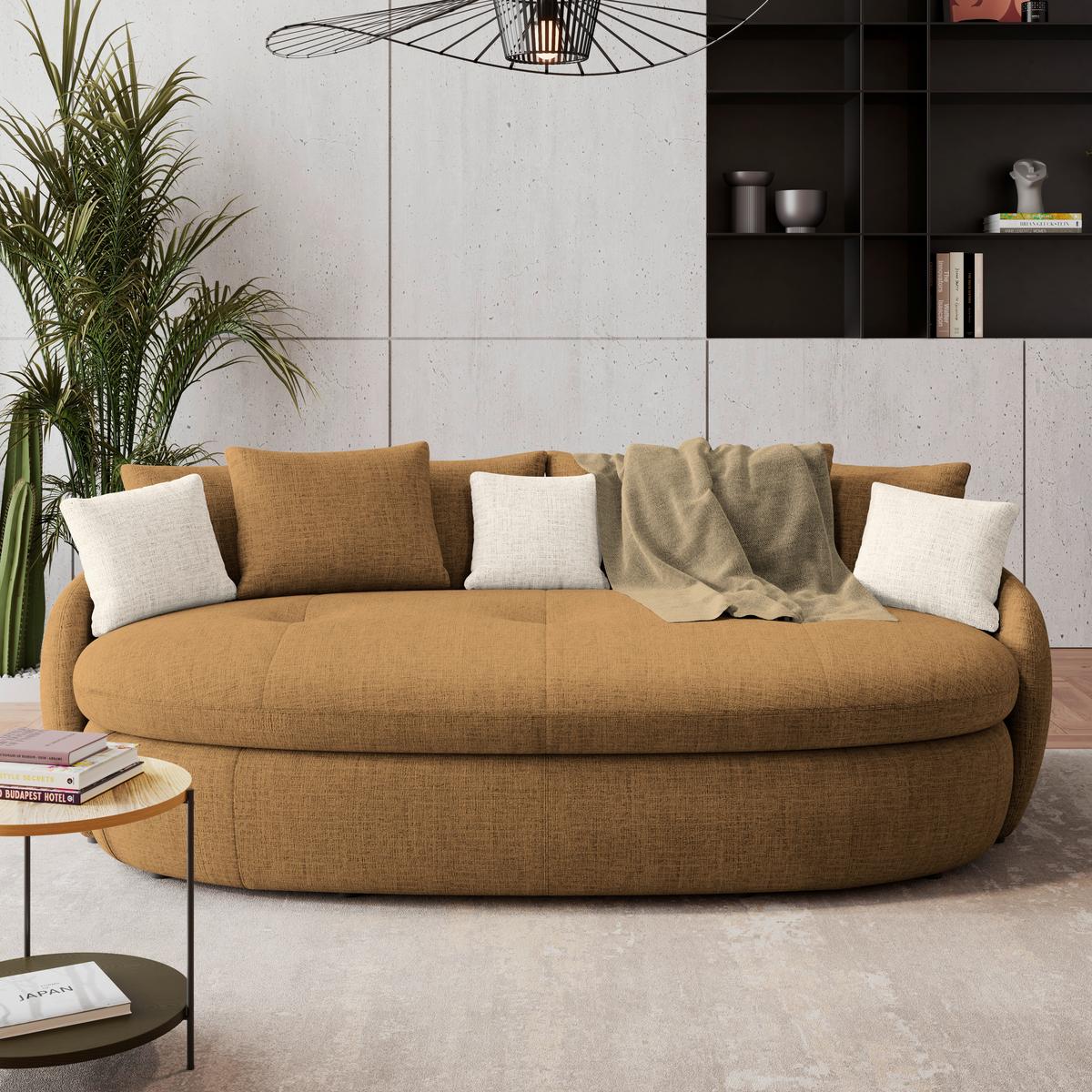 Mega pohovka ARUBA 2, horčicovožltá/prírodná ženilka - horčicovožltá/čierna, Trend, textil/plast (238/80/140cm) - Luca Bessoni
