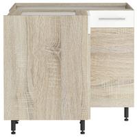 Sarok Alsószekrény Corina - tölgyfa színű/fehér, Modern, műanyag/fa (90/82,4/90cm)