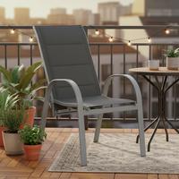 Gartensessel Stapelbar Amalfi Aluminium - Grau, MODERN, Kunststoff/Metall (59/107/71cm) - Gardenson