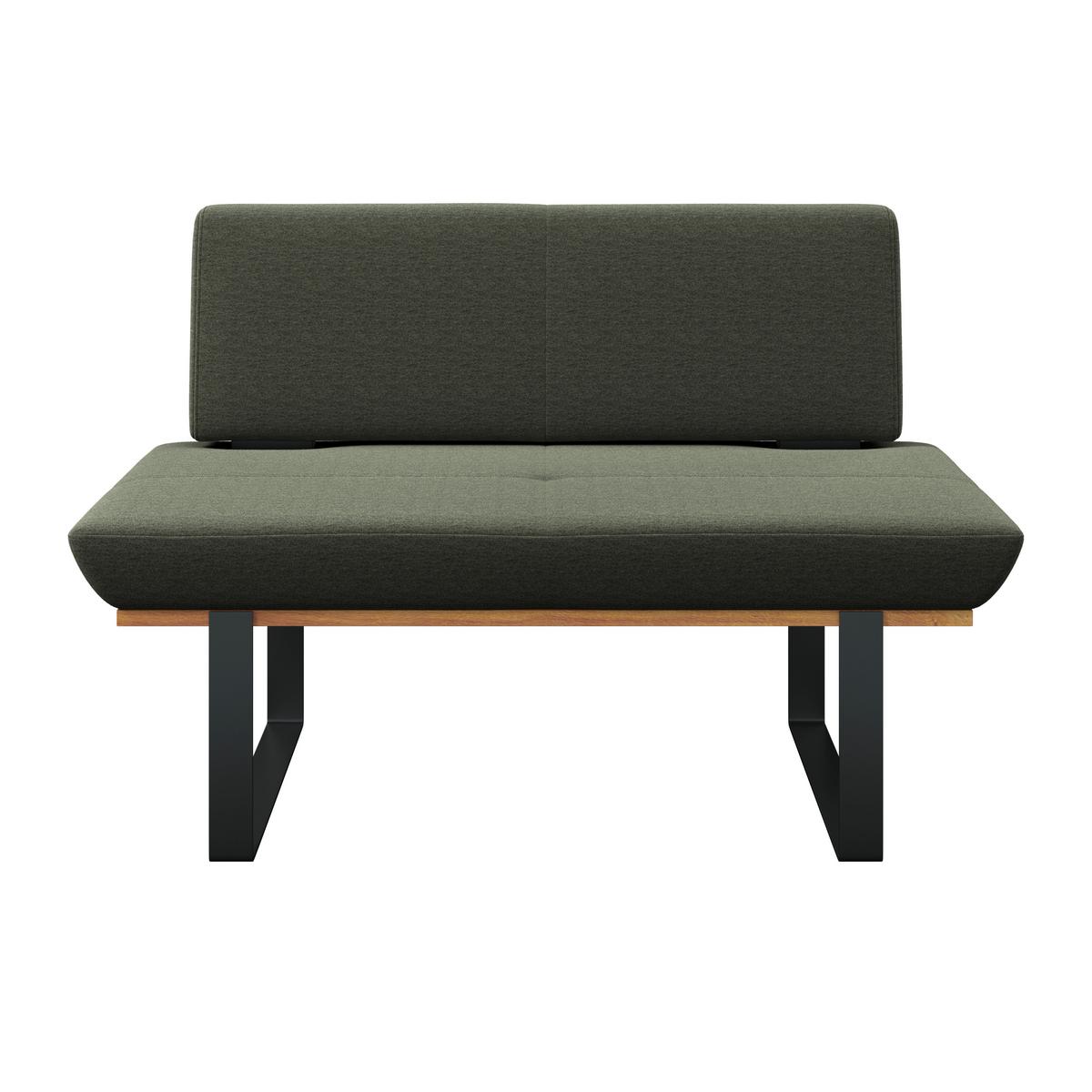 Sitzbank Tristan Webstoff grün, B: 130cm - Schwarz/Grün, MODERN, Holz/Textil (130/48/90cm) - James Wood