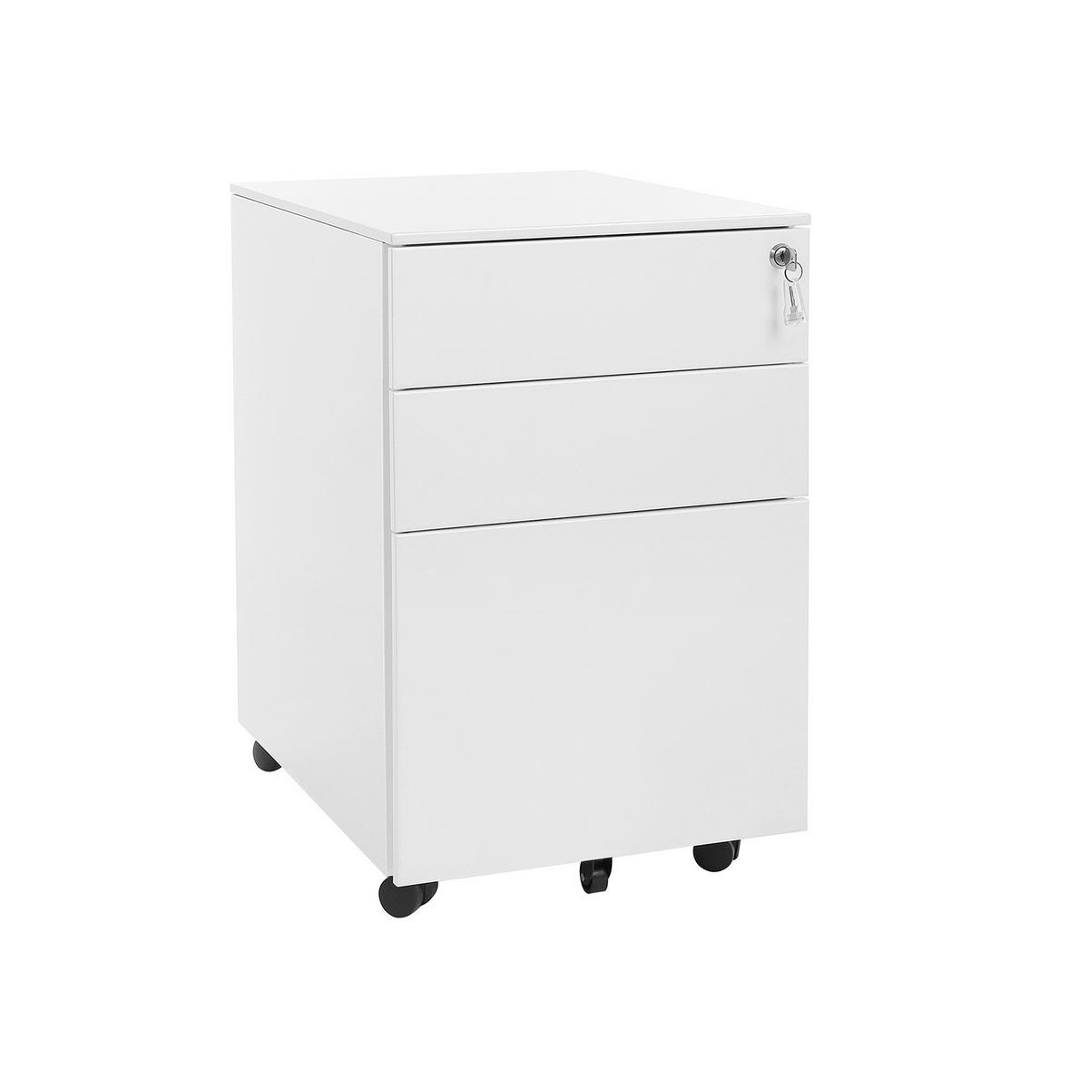 Rollcontainer Metall Weiß Abschließbar 39x60x52 cm - Weiß, Basics, Metall (39/60/52cm) - Boxxx