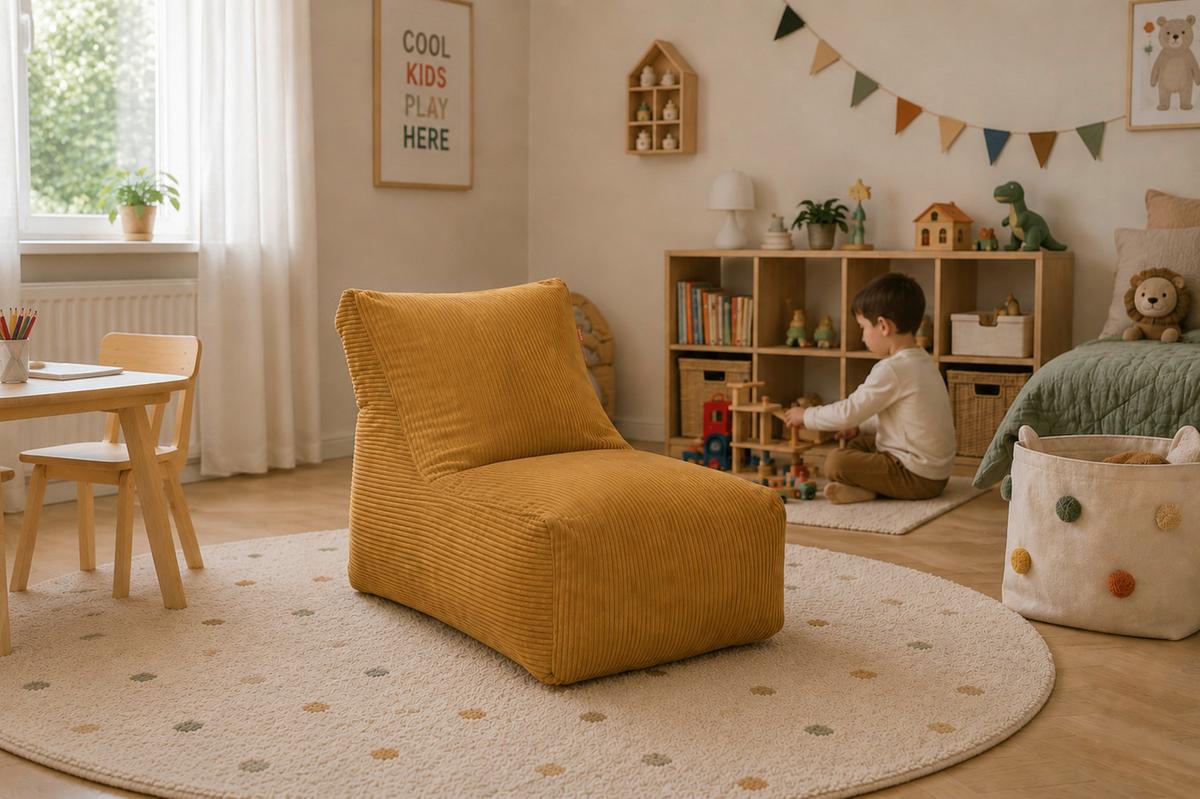 Sitzsack Luno Cord gelb, Indoor, B: 70cm - Gelb, Basics, Textil (70/70/100cm)
