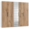 Drehtürenschrank Mit Spiegel 250 Cm Level, Weiß/eiche Dekor - Eichefarben/Weiß, MODERN, Holzwerkstoff (250/216/58cm) - MID.YOU