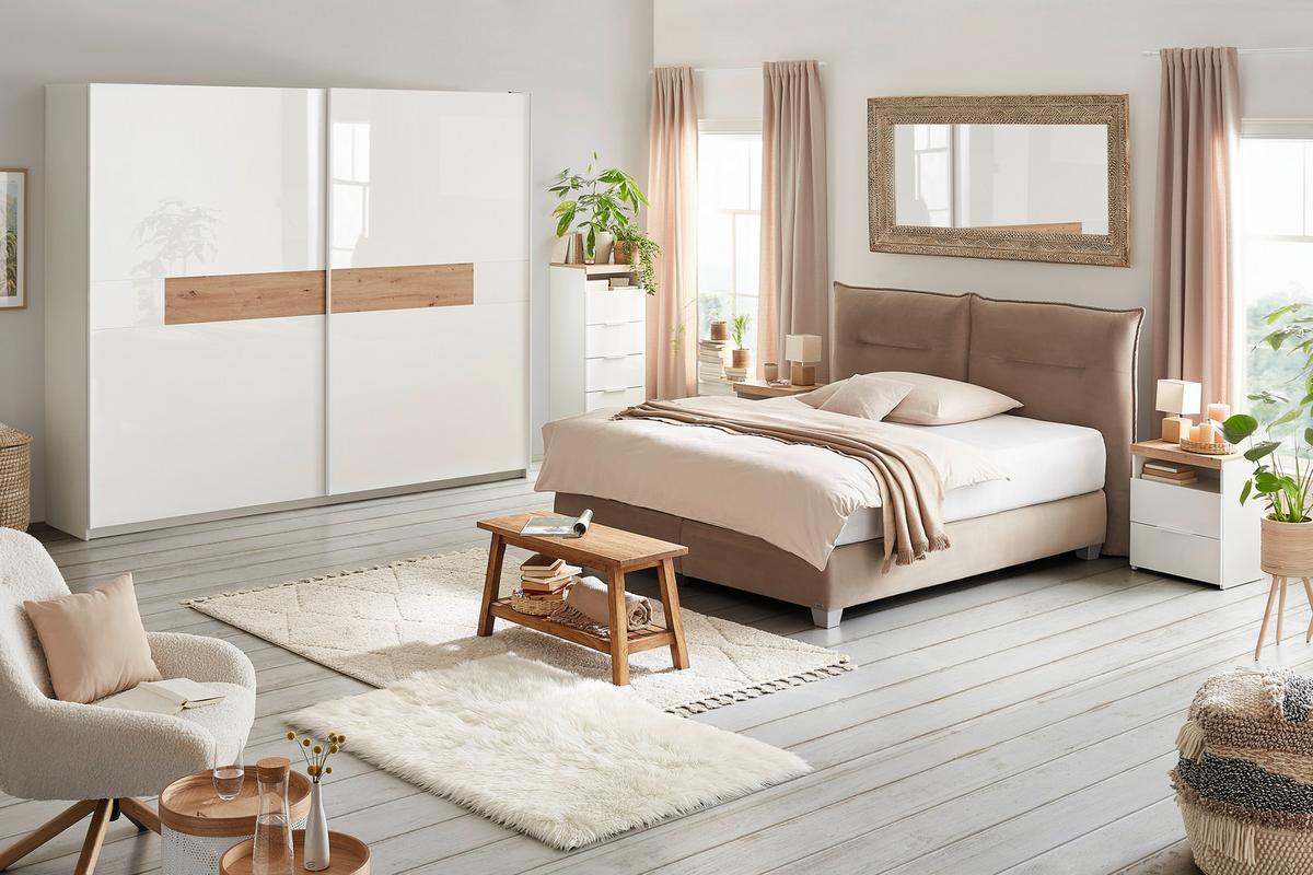 Postel boxspring Fog 160x200cm,béžová - barvy stříbra/béžová, Lifestyle, dřevo/kompozitní dřevo (160/200cm) - Premium Living