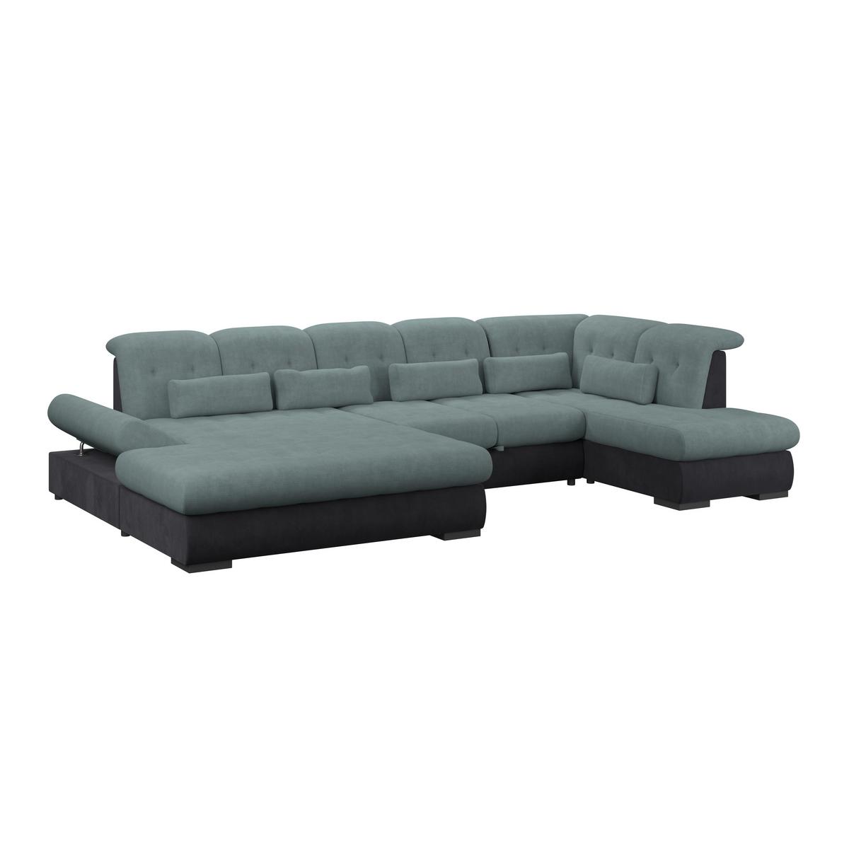 Wohnlandschaft Madera Blaugrün S: 358x212 cm - Blau/Anthrazit, KONVENTIONELL, Kunststoff/Textil (190/358/212cm)